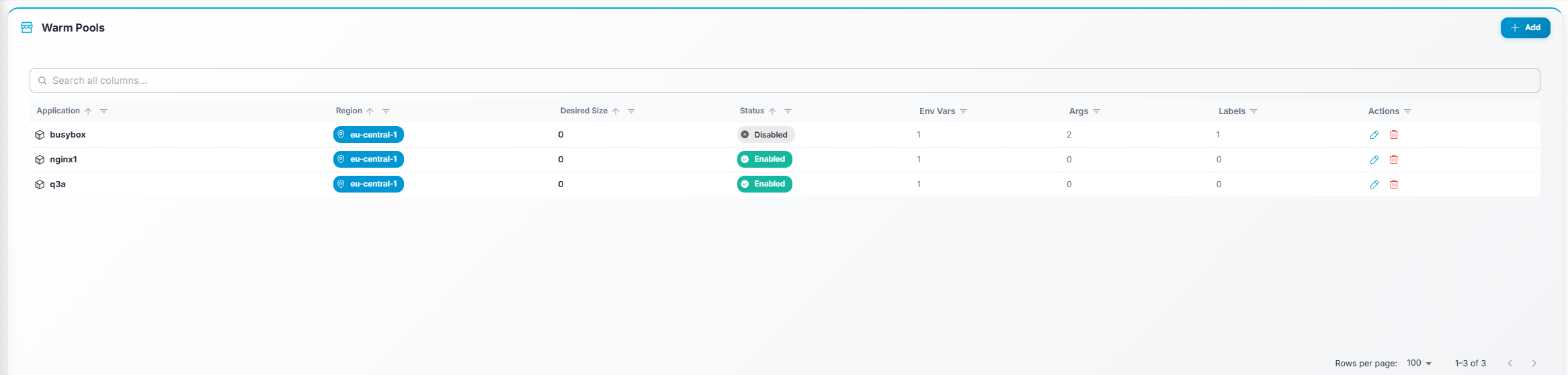 Gameye Admin — Warm Pools table