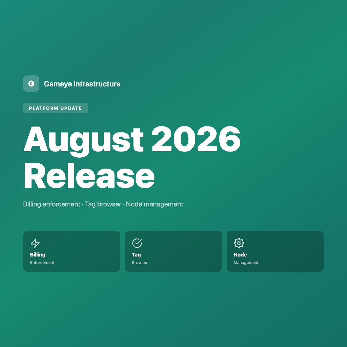 Gameye Platform Update — August 2026