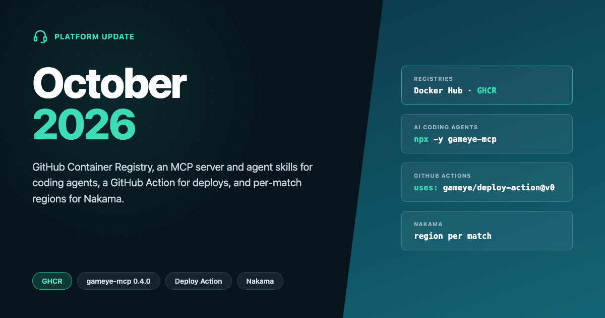 Gameye Platform Update — October 2026